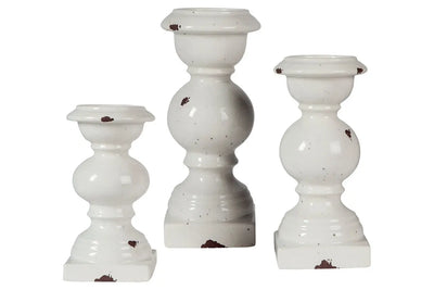 343522129:Devorah Ceramic Candleholders in White, Set of 3, Image 1