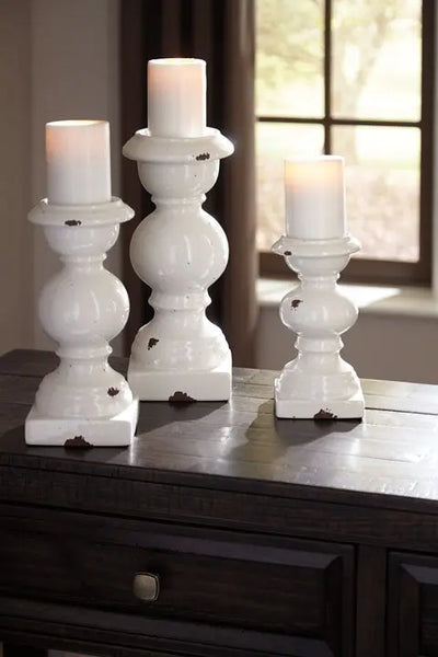 343522129:Devorah Ceramic Candleholders in White, Set of 3, Image 2