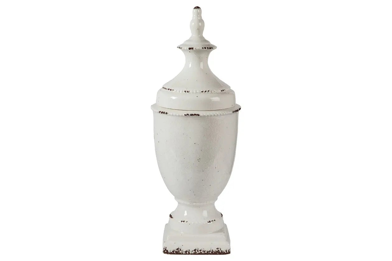 343522130:Devorit Antique Ceramic Jar in White, Image 1
