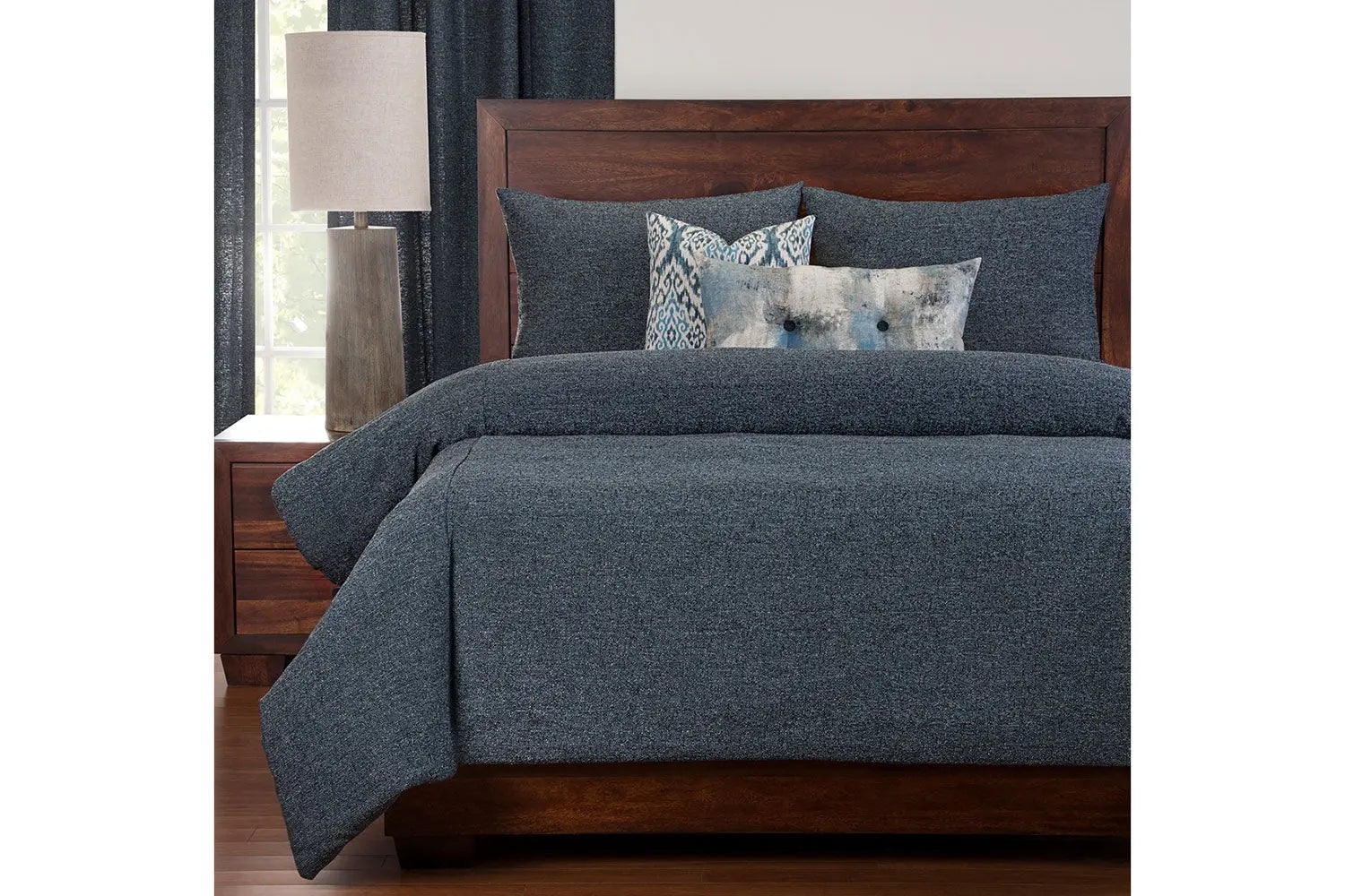 150296539:Belmont Duvet Comforter Set in Blue, 6 Piece, California King, Image 1