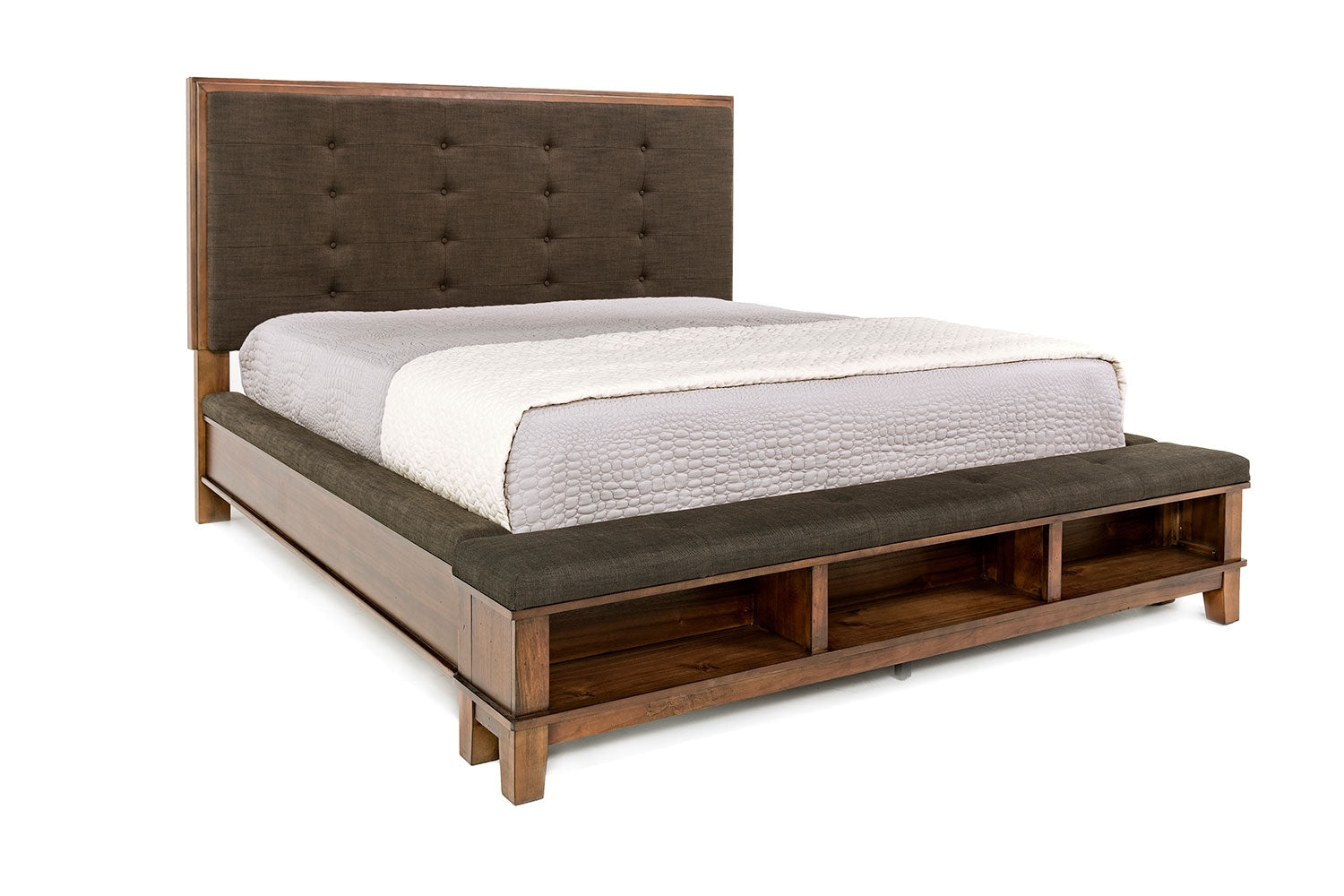 890822231:Cagney Upholstered Panel Bed w/ Storage in Brown, California King, Image 1