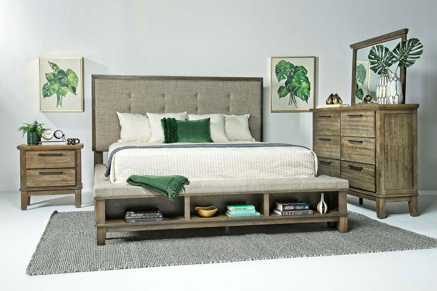 124787201:Cagney Upholstered Panel Bed w/ Storage in Gray, Eastern King, Image 5