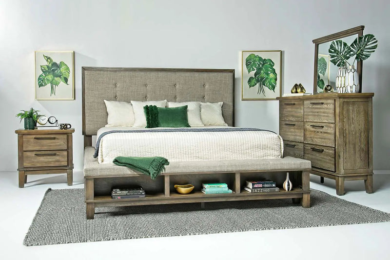 329905657:Cagney Upholstered Panel Bed w/ Storage in Gray, California King, Image 5