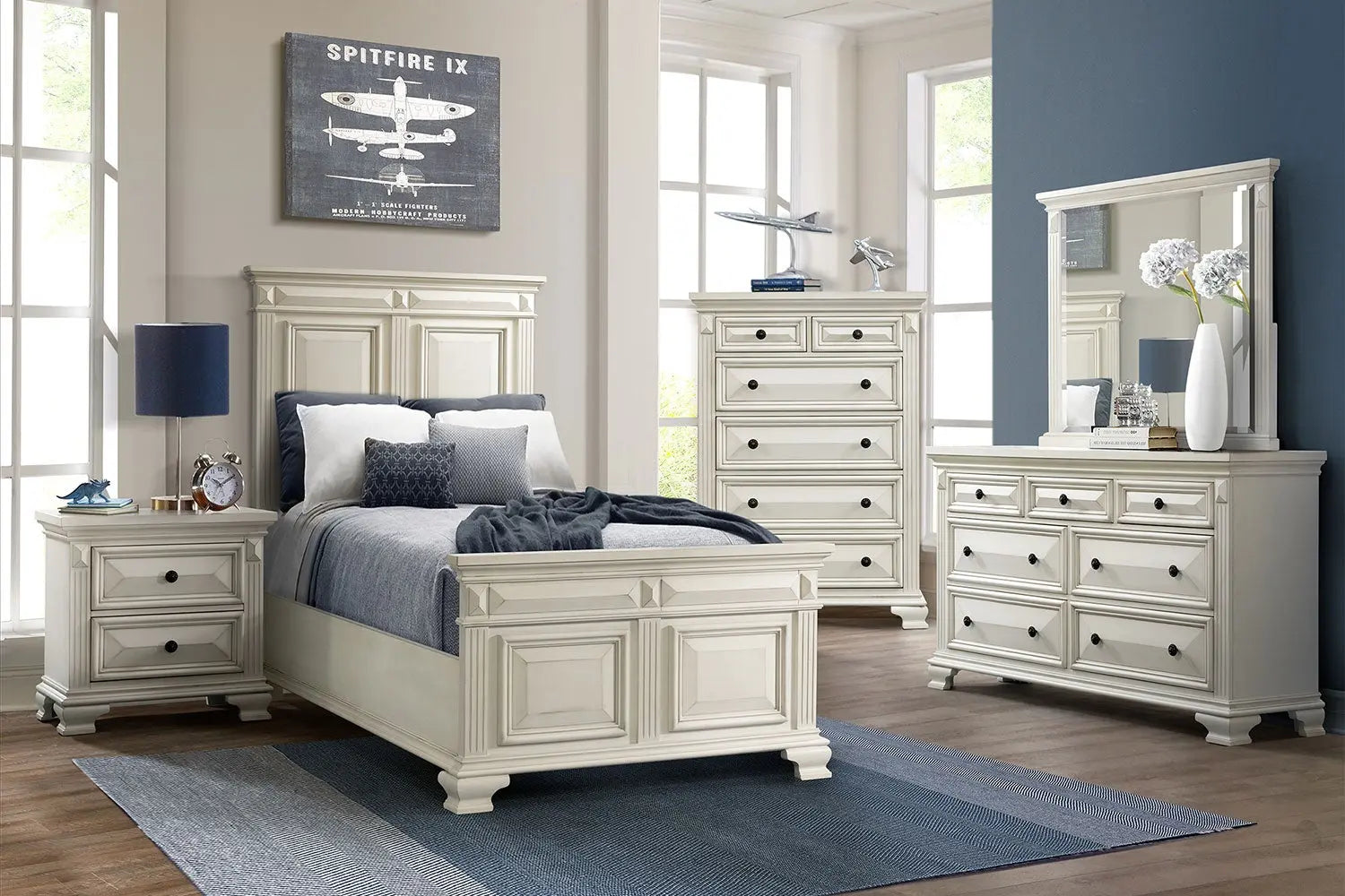 125861124:Calloway Panel Bed in White, Twin, Image 4