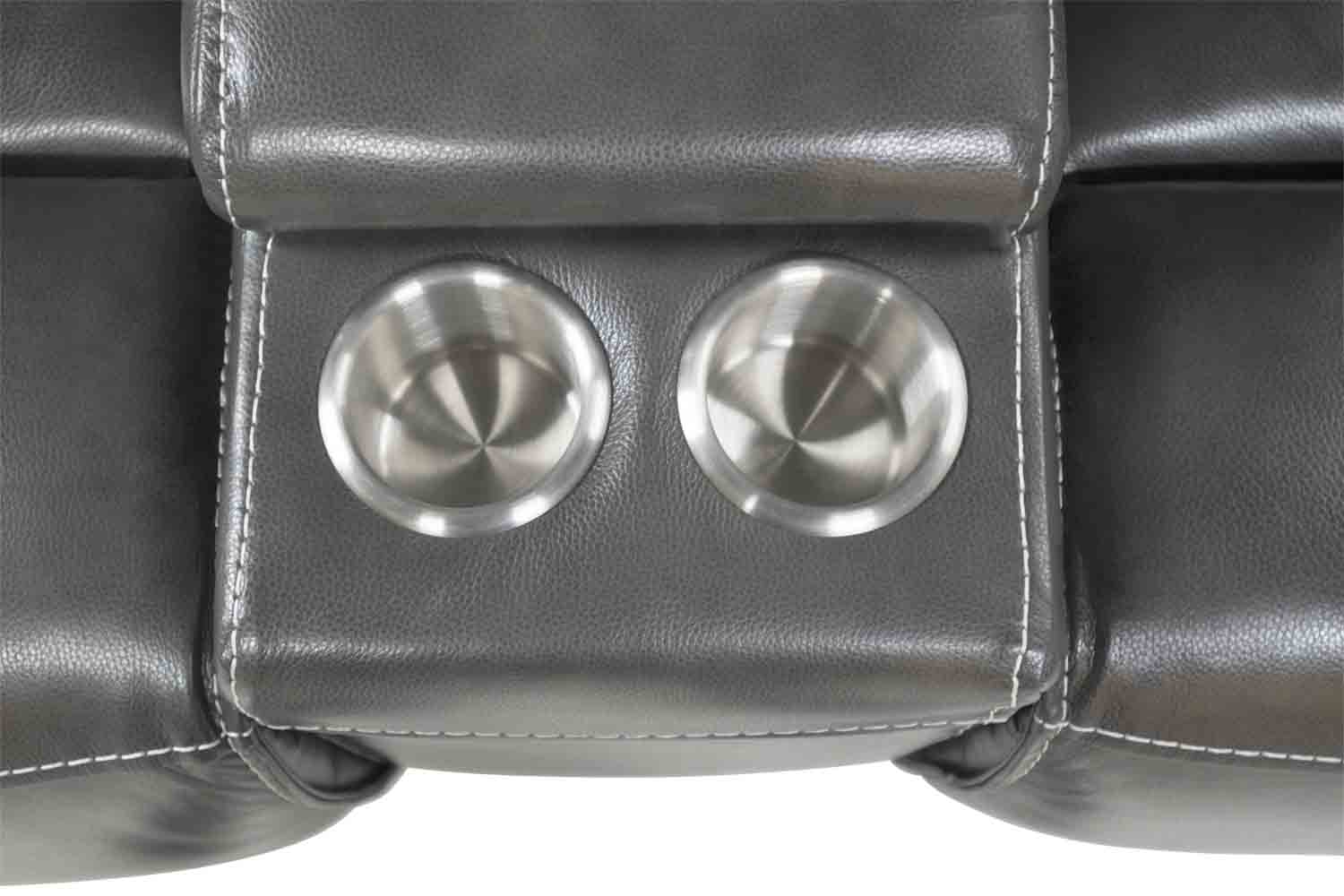 349274865:Sofia 3 Piece 3 Power Sectional in Gray Leather, Image 6