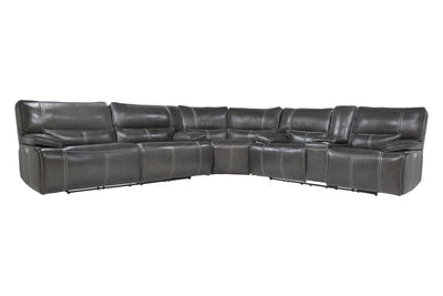 349274865:Sofia 3 Piece 3 Power Sectional in Gray Leather, Image 1