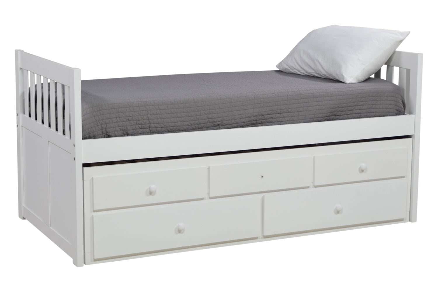 232287948:Basic Captain Bed w/ Storage in White, Twin, Image 1