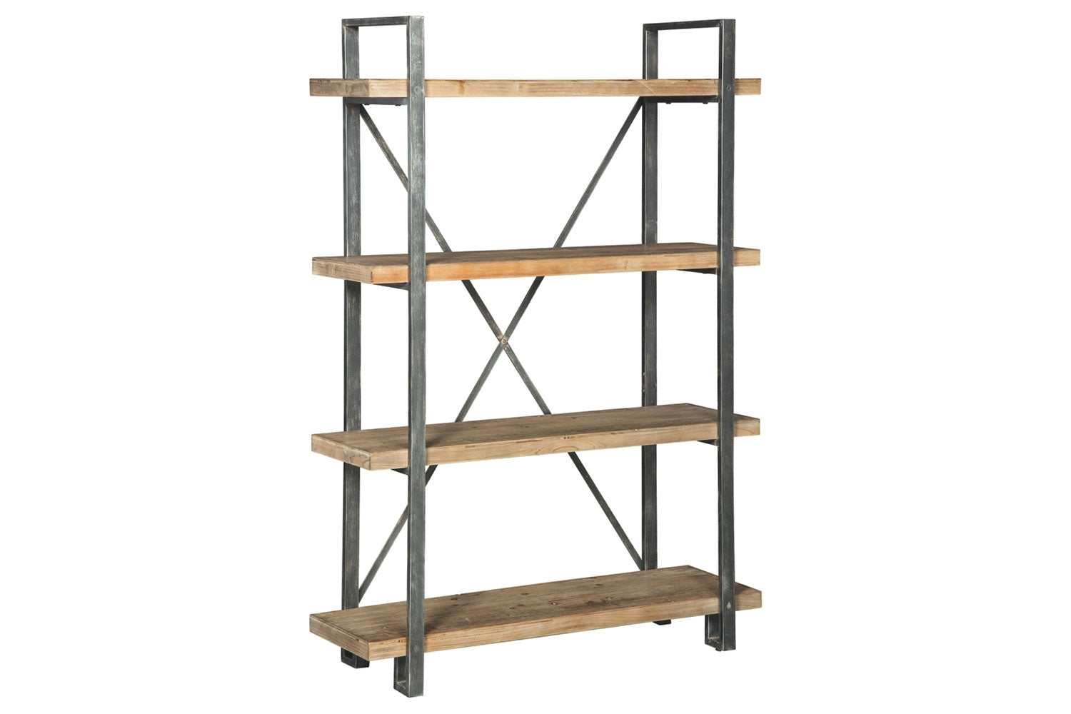867065705:Forestmin Tall Bookcase in Natural Wood & Gray Metal, Image 1