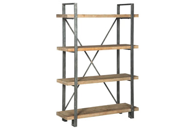 867065705:Forestmin Tall Bookcase in Natural Wood & Gray Metal, Image 1