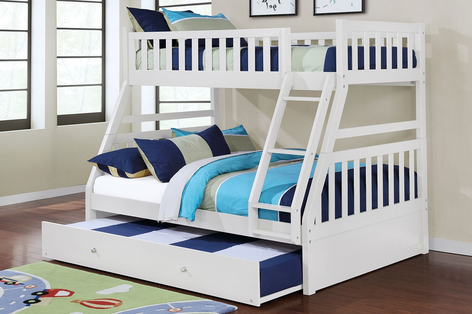 HAYDENWH2:Hayden Bunk Bed w/ Trundle in White, Twin/Full, Image 1