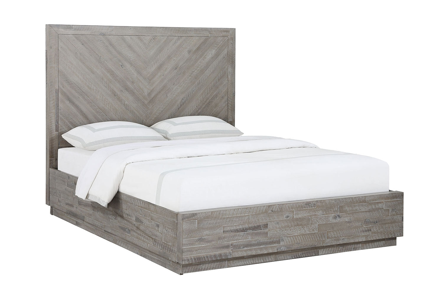 051819410:Herringbone Panel Bed w/ Storage in Gray, Eastern King, Image 1