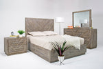 HERREBED1:Herringbone Panel Bed w/ Storage, Dresser, Mirror & Nightstand in Gray, Eastern King, Image 1