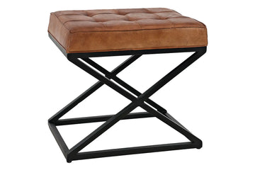 722866067:Hogan Accent Ottoman in Brown Leather, Image 1