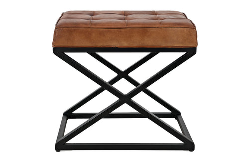 722866067:Hogan Accent Ottoman in Brown Leather, Image 2