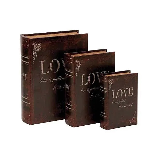 587240750:Love Leather Book Boxes, Set of 3, Image 1