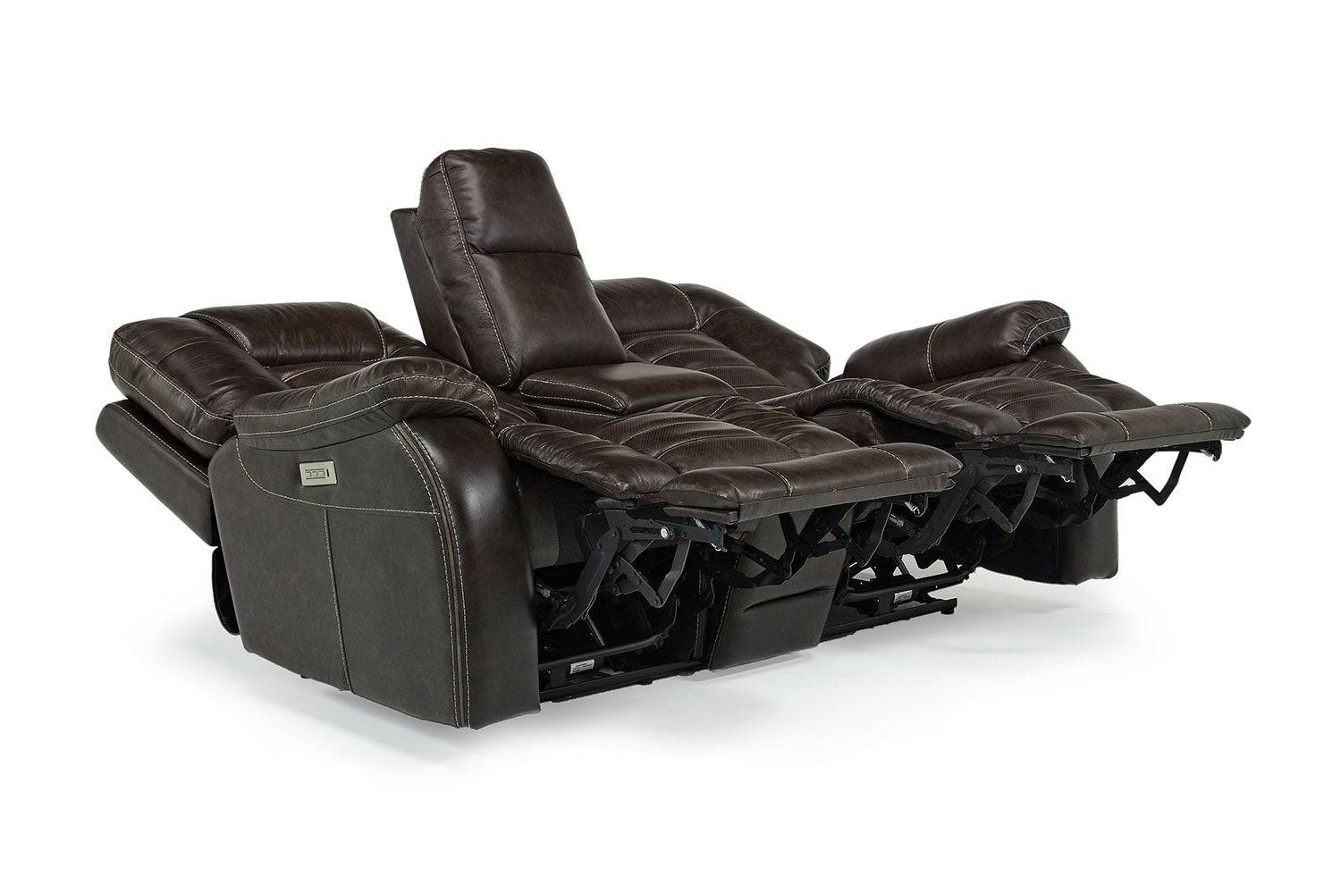 174574192:Malibu 3 Power USB Console Loveseat in Chocolate Leather, Image 4