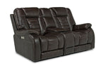 174574192:Malibu 3 Power USB Console Loveseat in Chocolate Leather, Image 1
