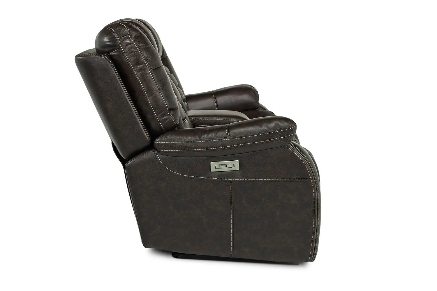 174574192:Malibu 3 Power USB Console Loveseat in Chocolate Leather, Image 3