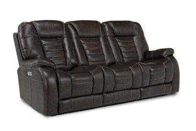 MALIBSOFA:Malibu 3 Power Sofa in Chocolate Leather, Image 1