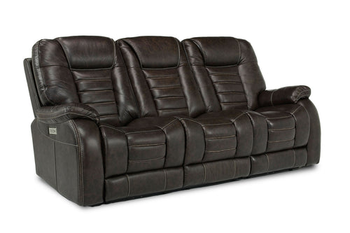 MALIBSOFA:Malibu 3 Power Sofa in Chocolate Leather, Image 1