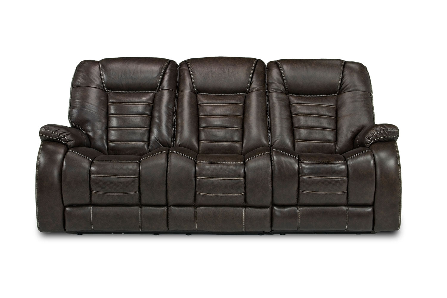 MALIBSOFA:Malibu 3 Power Sofa in Chocolate Leather, Image 2