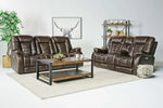 MALIBUSL2:Malibu 3 Power Wireless Sofa & Console Loveseat in Chocolate Leather, Image 1