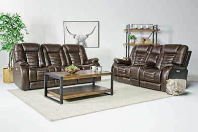 MALIBUSL1:Malibu 3 Power USB Sofa & Console Loveseat in Chocolate Leather, Image 1