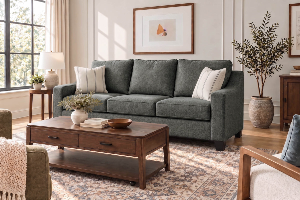 LUCY00000:Lucy Queen Sleeper Sofa With Mattress, Styled