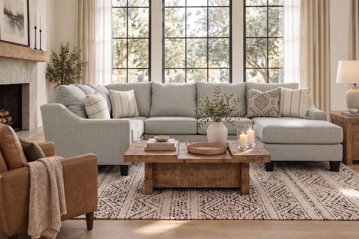 146780182:Lucy Tux Sofa Chaise Sectional, Styled