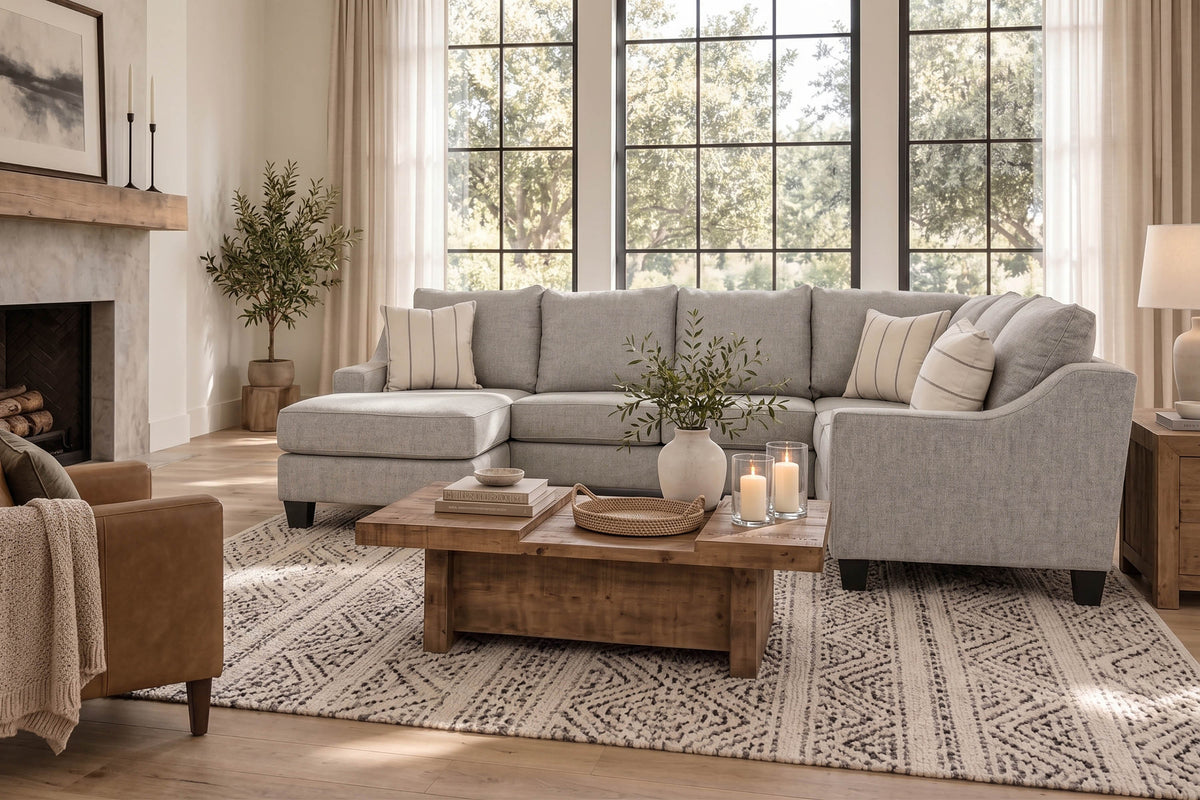 562796062:Lucy Tux Sofa Chaise Sectional, Styled