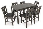 504953935:Caitbrook Counter Height Dining Table & 6 Stools, Angled