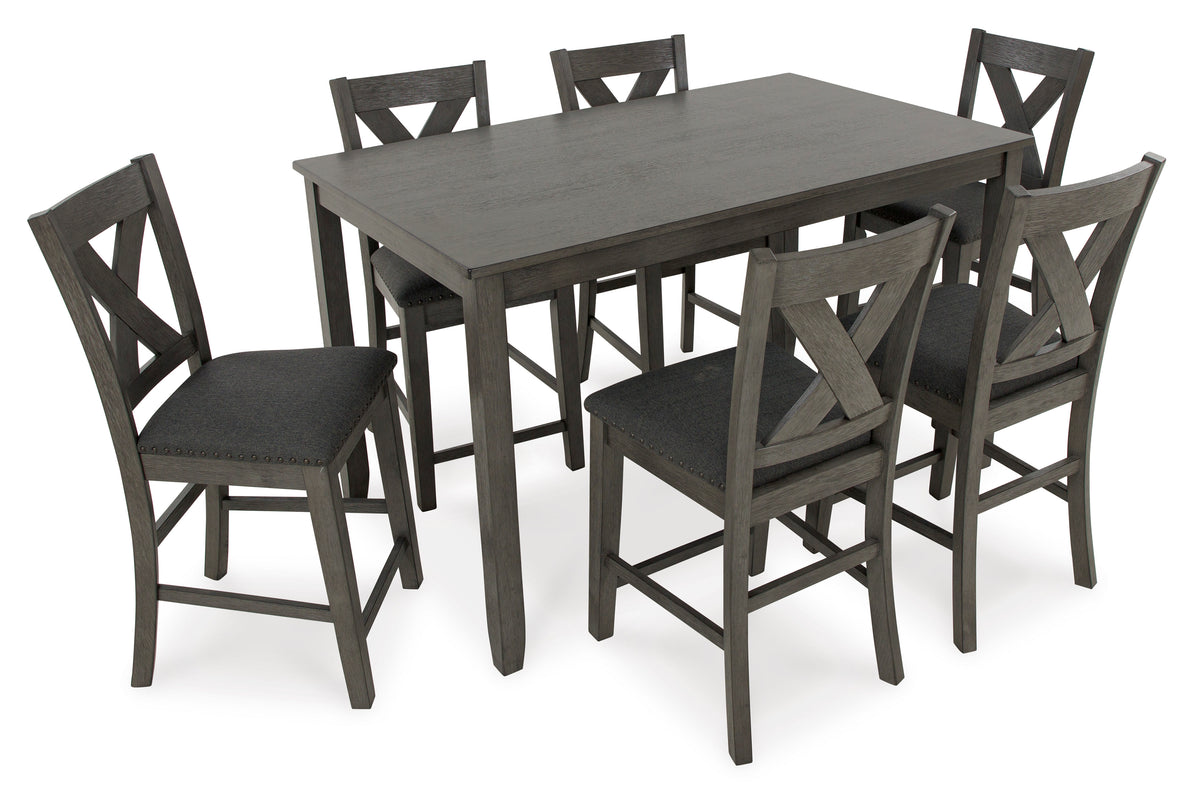 504953935:Caitbrook Counter Height Dining Table & 6 Stools, Angled