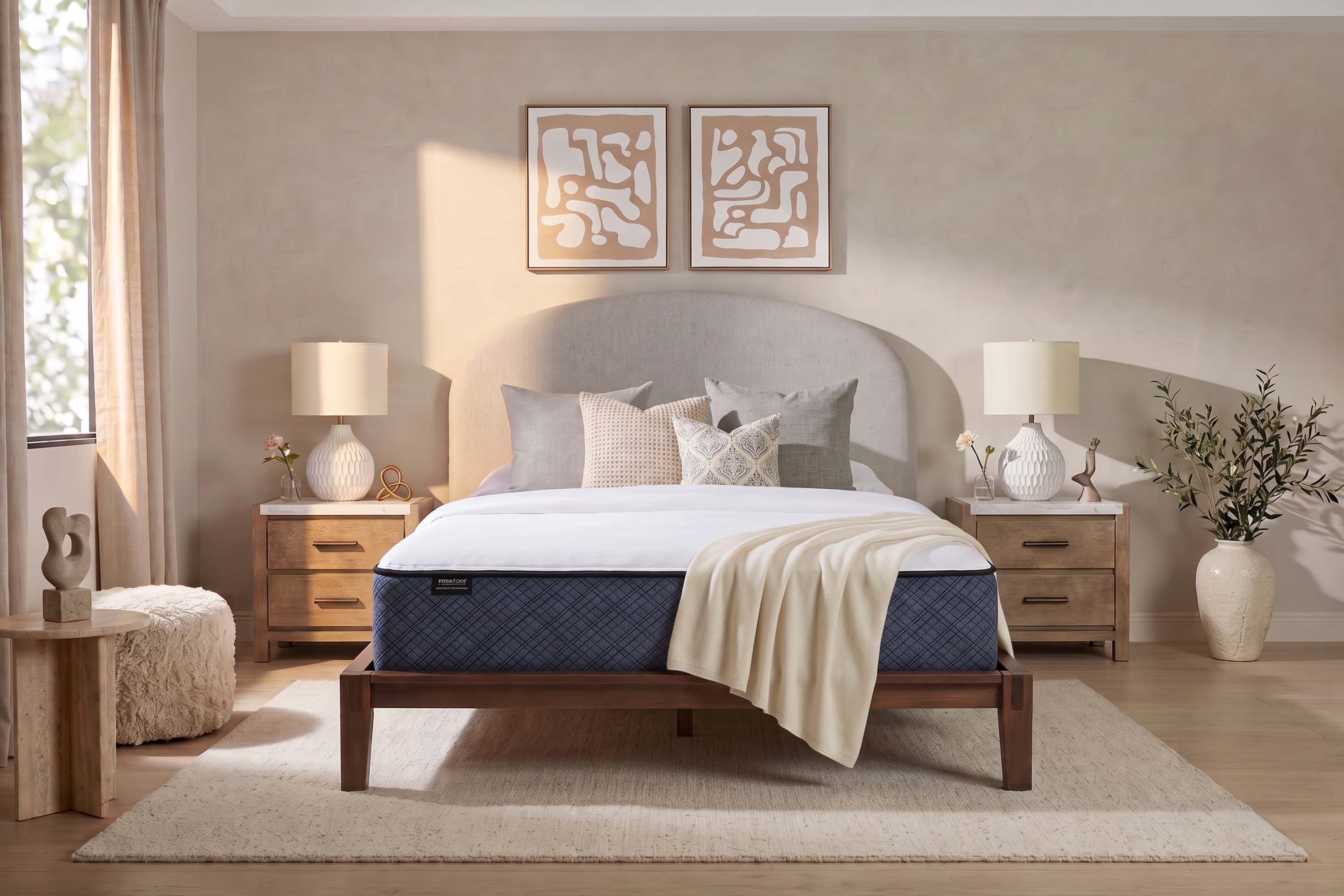 SOLANA001:Solana Arch Panel Bed, Styled