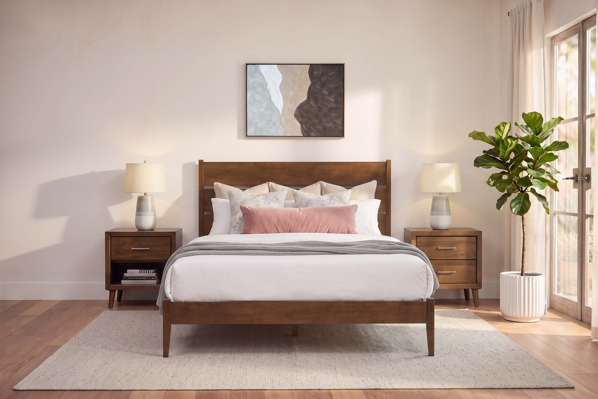 ALPINE007:ALPINE007:Alpine Panel Bed In Espresso,Styled
