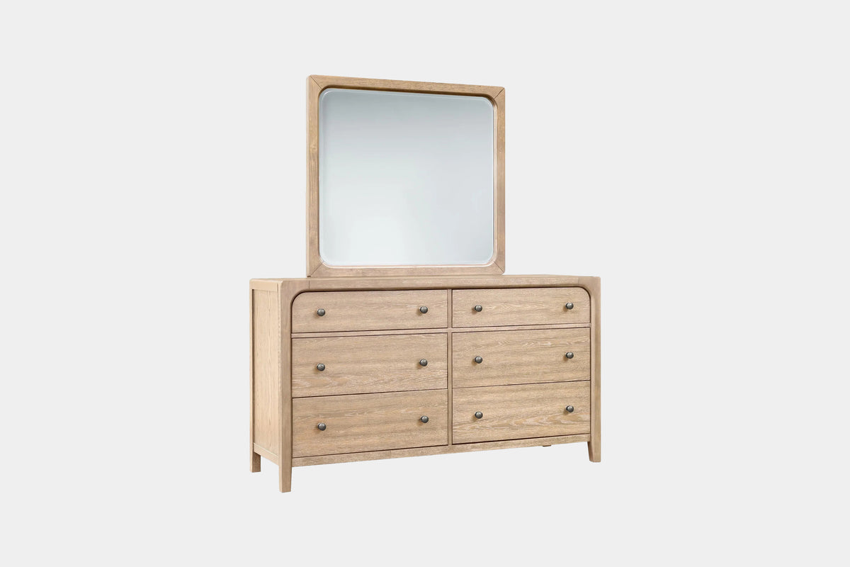 EASTON133:Easton Upholstered Bed & Dresser & Mirror & Nightstand, Angled
