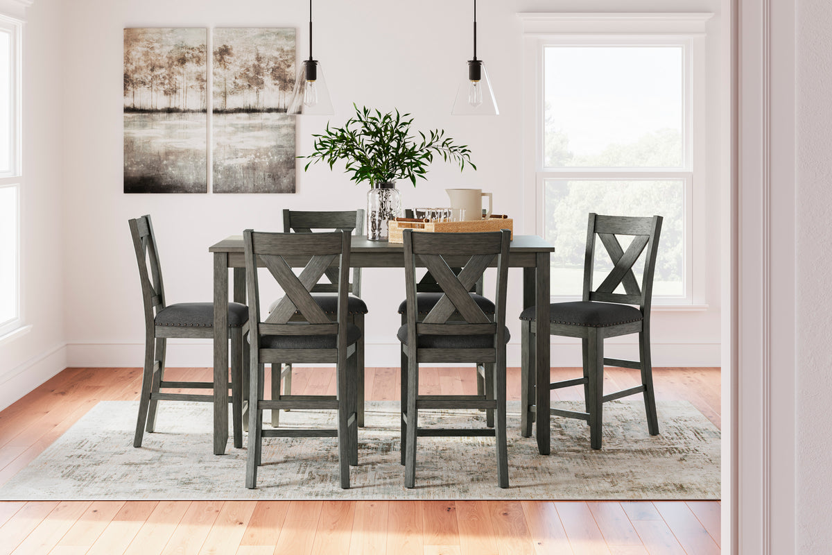 504953935:Caitbrook Counter Height Dining Table & 6 Stools, Styled