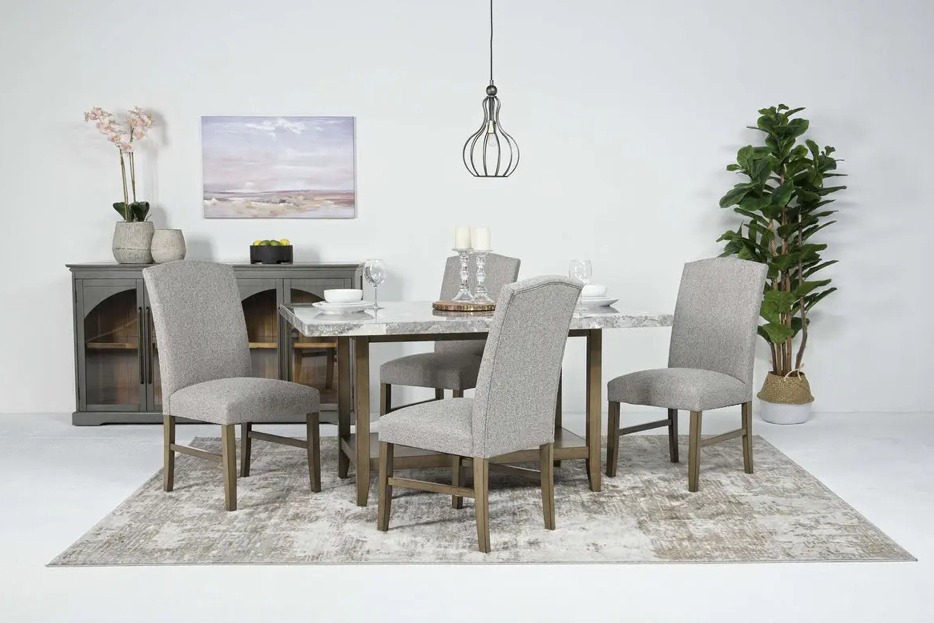 BRIGHTON1:Brighton Dining Table & 4 Chairs, Styled