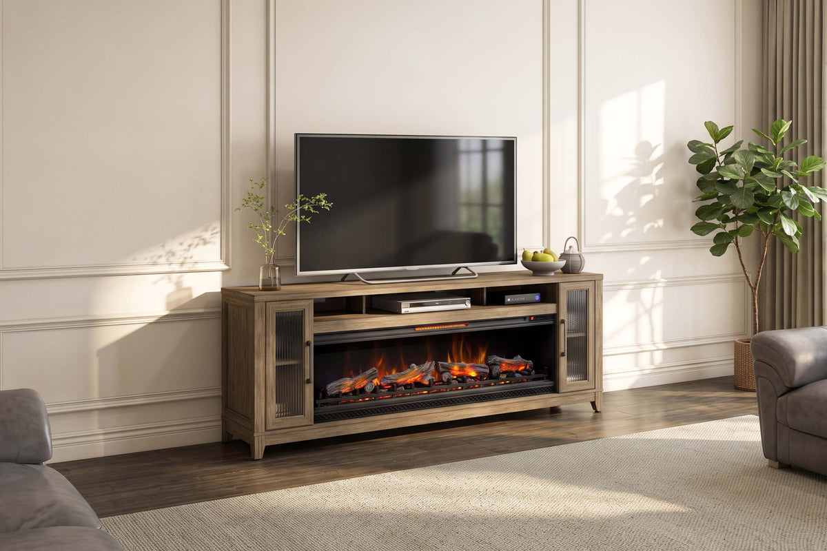 671713653:Alexander Fireplace Console, Styled