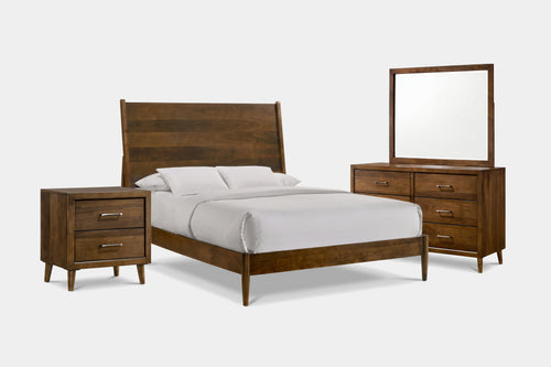 MALIBU052:Malibu Panel Bed & Dresser & Mirror & Nightstand, Angled