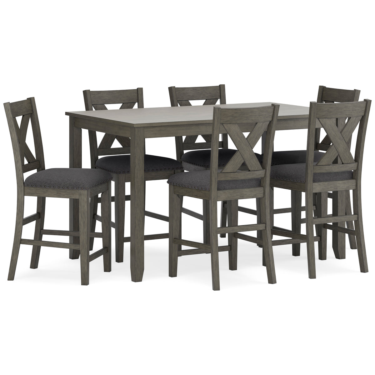 504953935:Caitbrook Counter Height Dining Table & 6 Stools, Angled