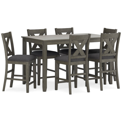 504953935:Caitbrook Counter Height Dining Table & 6 Stools, Angled