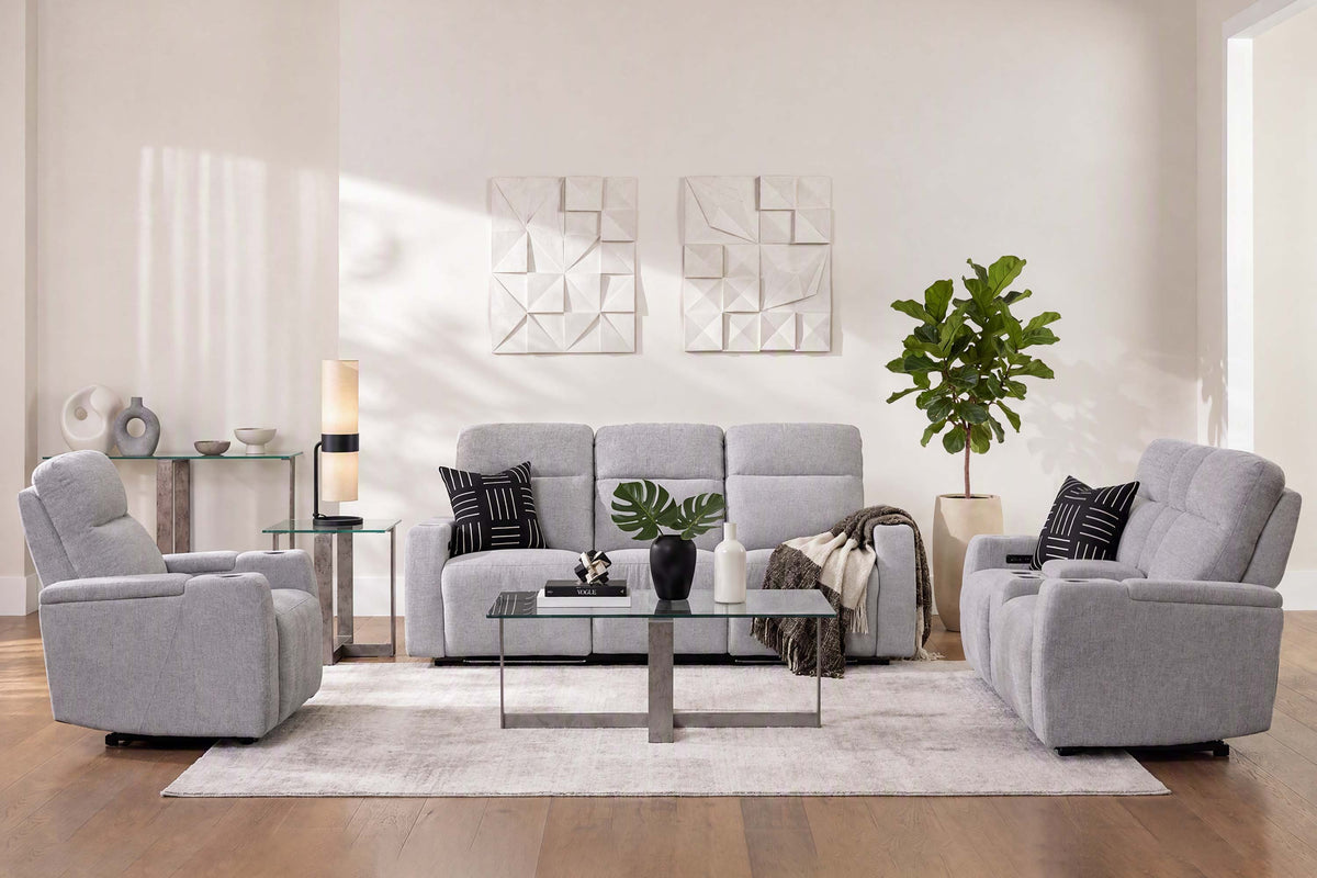 RHYS00021:Rhys 2 Power Sofa Console Loveseat In Sahara Nickel,Styled