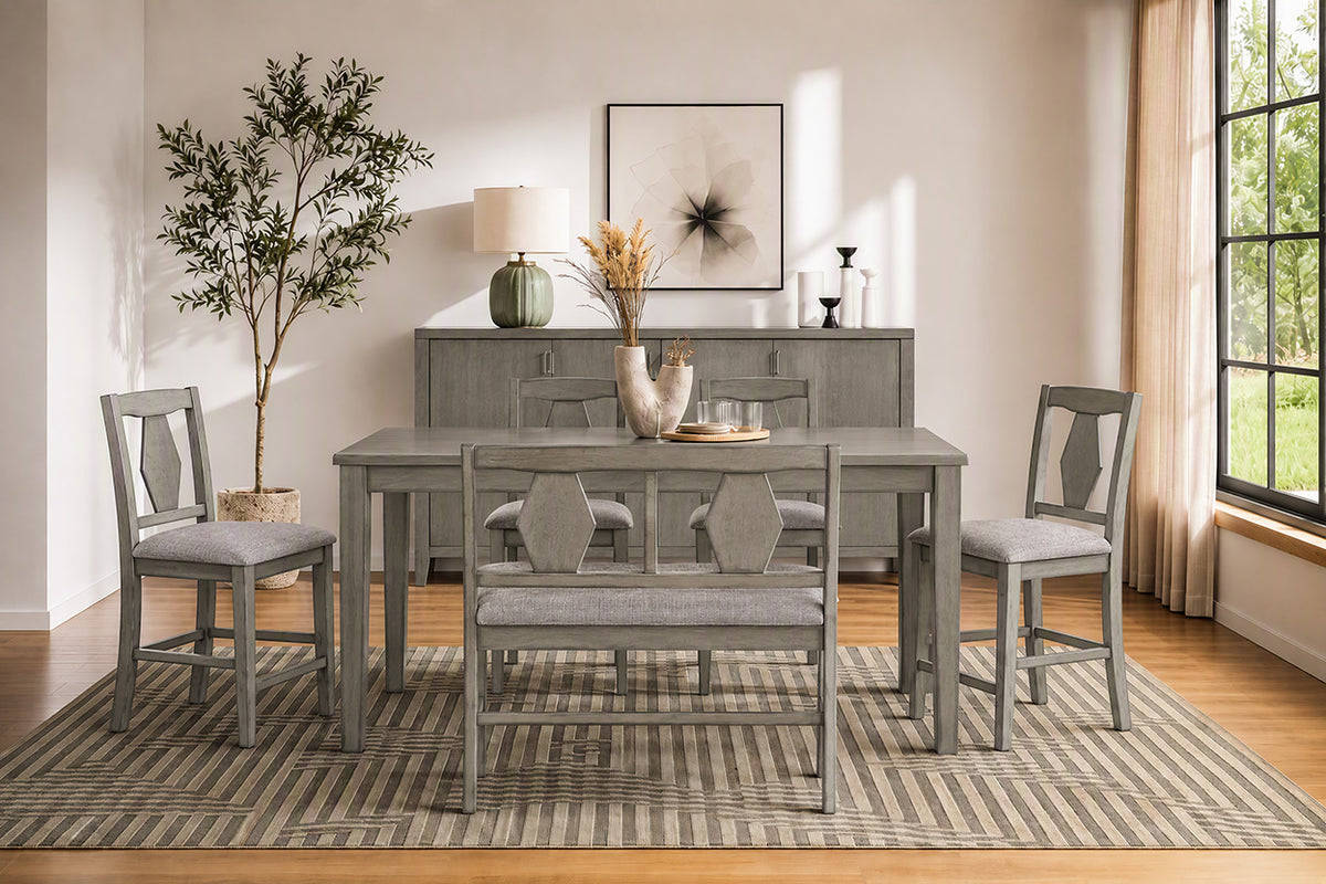 NAPA00004:Napa Counter Height Dining Table & 4 Stools & Bench, Styled