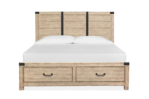 PINEOASEB:Pine Hill Panel Bed w/ Storage in Oat, Eastern King, Image 2