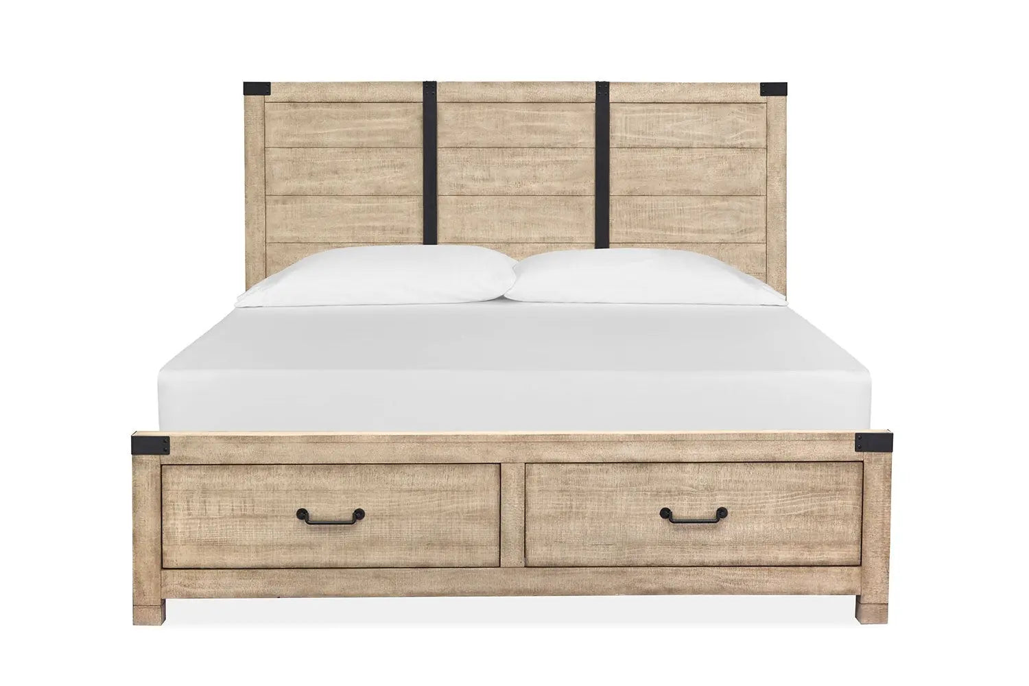 PINEOASQB:Pine Hill Panel Bed w/ Storage in Oat, Queen, Image 2