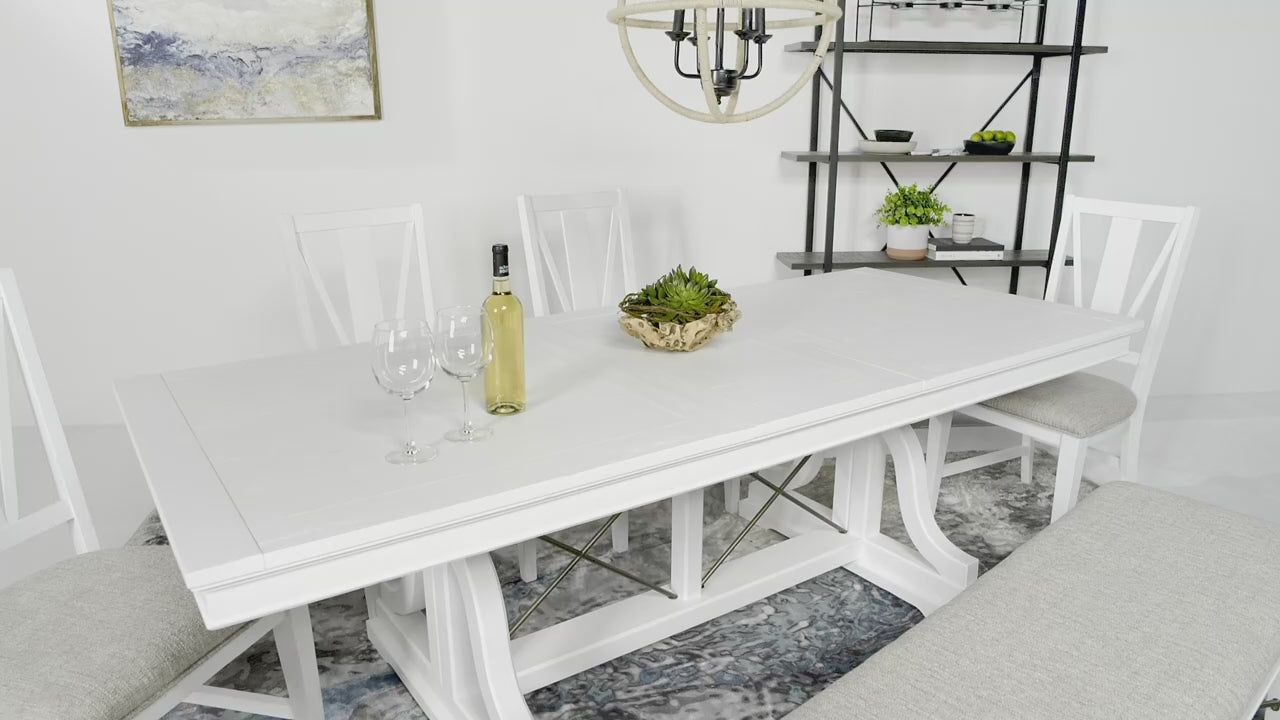 Load video: 455461369:Bay Creek Dining Table &amp; 4 Chairs &amp; Bench, Video