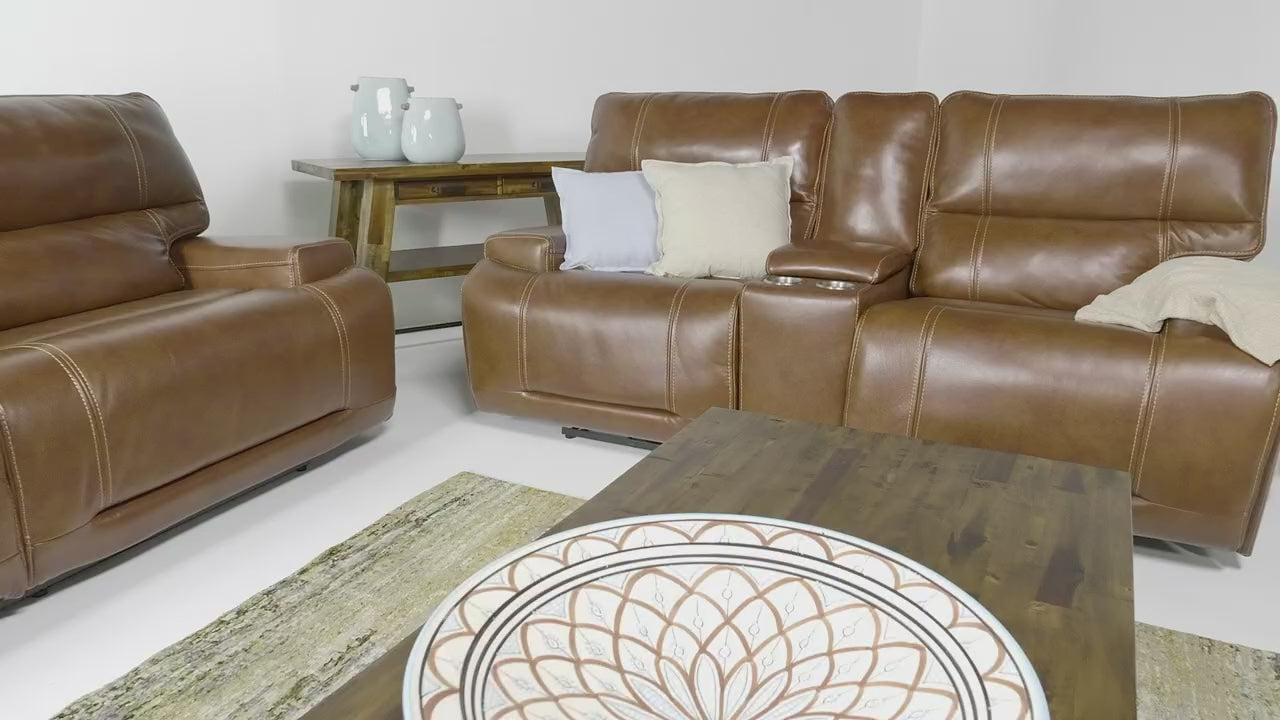 モレレアネオ3 Oslo Leather 3 Power Sofa & Console Loveseat | Mor Furniture