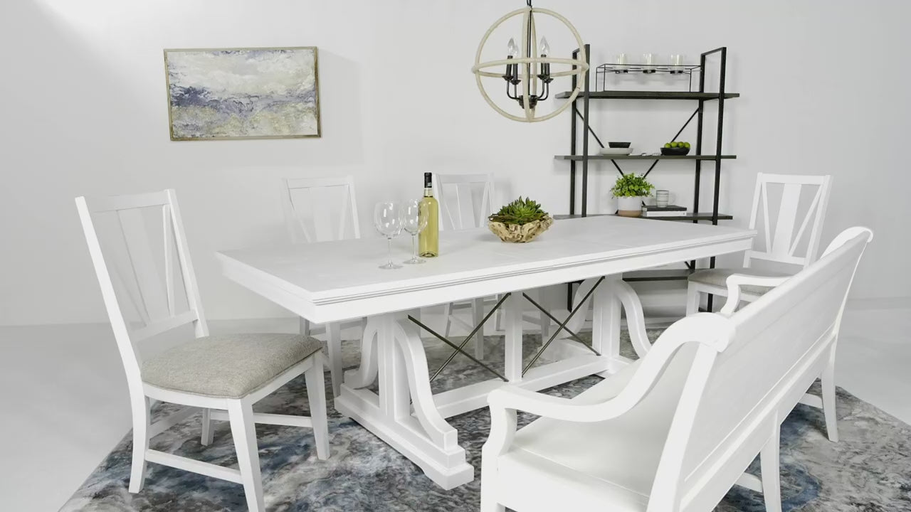 Load video: 882800931:Bay Creek Dining Table &amp; 4 Chairs &amp; Bench, Video