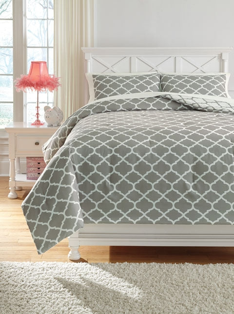 920665529:Media Comforter Set in Gray w/ White Lattice, Full, Image 1