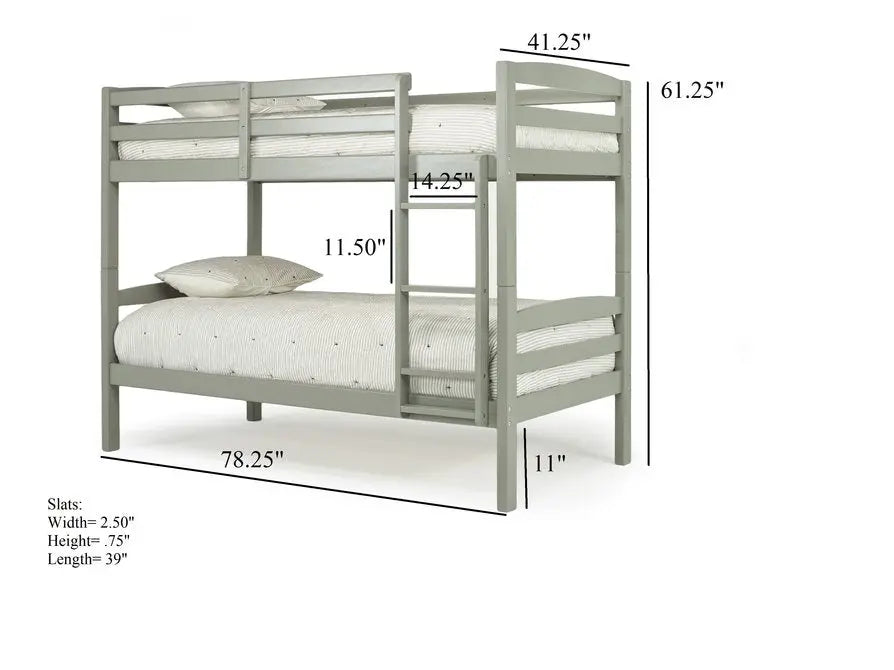 HELENAGRY:Helena Bunk Bed in Gray, Twin/Twin, Image 5
